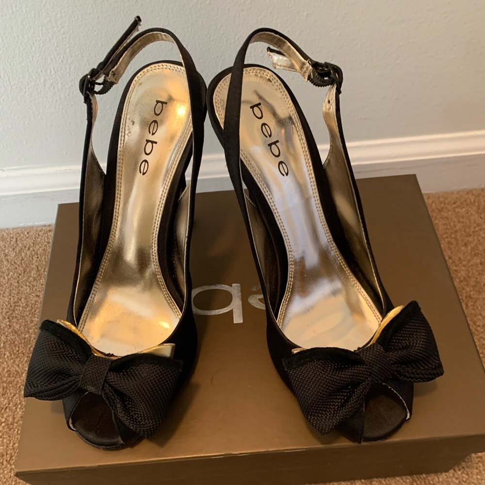 BEBE Satin High Heels Open Toe
